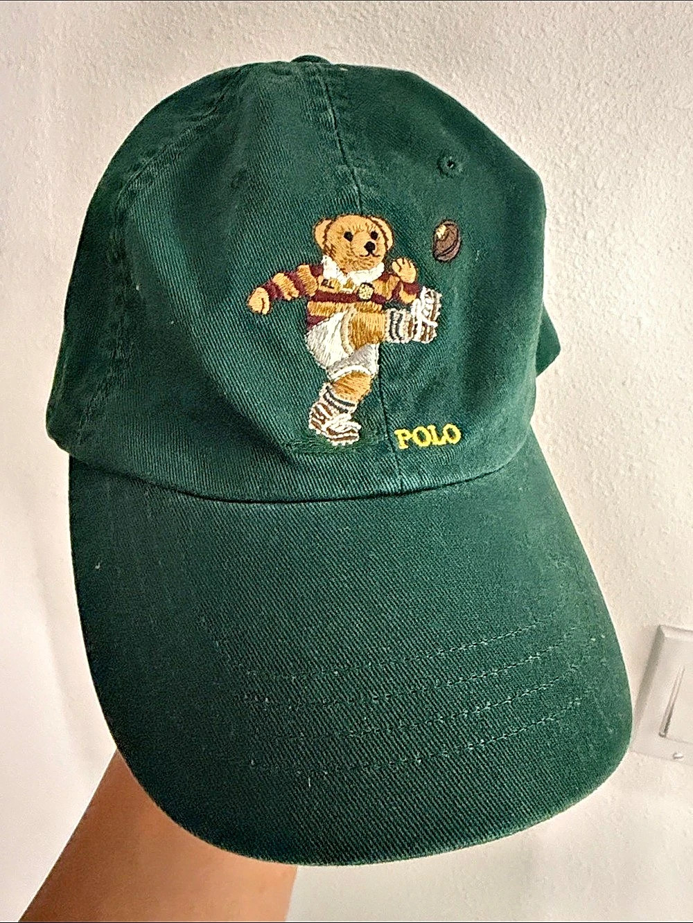 Polo Ralph Lauren Polo Bear Rugby Kicker Twill Ball Cap Rugby Kicker Green Hat